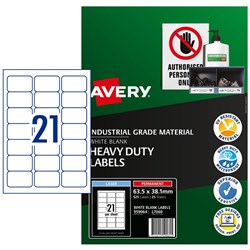 Avery Identification Laser Heavy Duty White L7060 63.5x38.1mm 21UP 25 Labels 