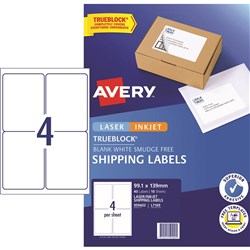  Avery Internet Shipping Laser & Inkjet Labels White L7169 99.1x139mm 4UP 40 Labels 