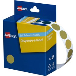 AVERY DMC14GO DISPENSER LABEL Circle 14mm Gold
