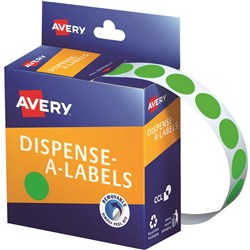  Avery Removable Dispenser Labels 14mm Round Fluoro Green Pack Of 700 