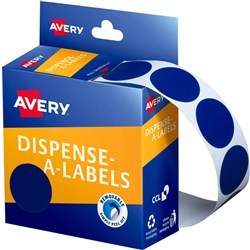  Avery Removable Dispenser Labels 24mm Round Blue Pack Of 500 