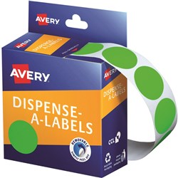  Avery Removable Dispenser Labels 24mm Round Fluoro Green Pack Of 350 