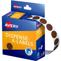 AVERY DMC14BR DISPENSER LABEL Circle 14mm Brown