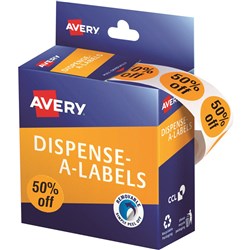 AVERY DISPENSER LABELS PRINTED 50% Off Orange/Black 24mm Dia 24mm Diameter Box of 500