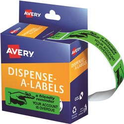  Avery Removable Dispenser Labels 19x64mm Friendly Reminder Green Pack Of 125 
