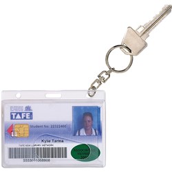  Rexel Rigid ID Card Holders Fuel Card With Key Ring Clear Pack Of 10 