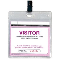  Zions WCVSFR Plastic Wallet Visitors & Contractors Pass With Clip Pack of 25 