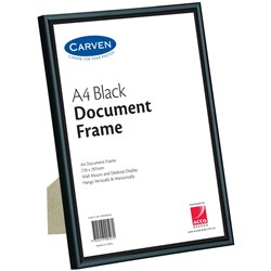  Carven Certificate Frame A4 Wall Mountable Black 