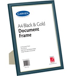  Carven Certificate Frame A4 Wall Mountable Black And Gold 