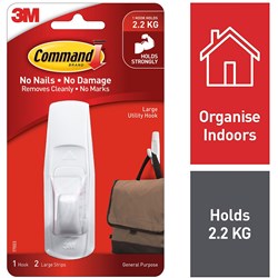  Command 17003 General Purpose Hooks Large Single White 