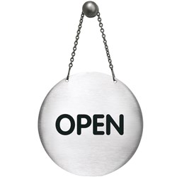  Durable Sign Reversible Open/Closed With Chain 130mm Silver 