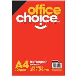 OFFICE CHOICE BINDING COVERS Leathergrain Black Pack of 100