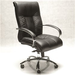  Sylex Big Boy Executive Chair Medium Back With Arms Black Leather 