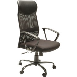  Sylex Stat Executive Chair High Mesh Back With Arms Black Fabric Seat 