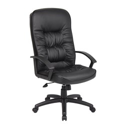  Commander Executive High Back Chair With Arms Black Padded PU 
