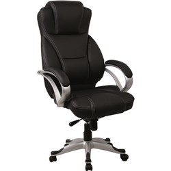  Sylex Darth Office Chair High Back With Arms Black Soft PU 