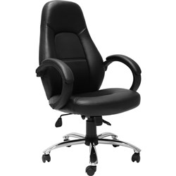 Rapidline CL410 Executive High Back Chair With Fabric Inlay Black PU 