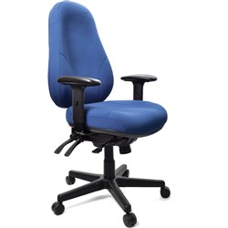 PERSONA CHAIR BLACK Fully Upholstered With Arms, Nylon Base,Blue(51) Upholstery
