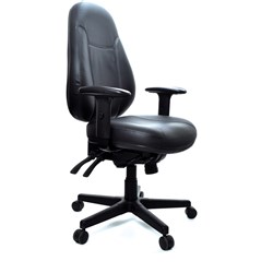 PERSONA CHAIR BLACK Fully Upholstered With Arms, Black (L3) Leather Upholstery