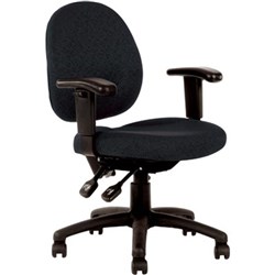  Lincoln Task Chair Medium Back 3 Lever Mechanism With Arms Black Fabric 