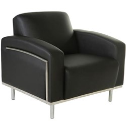  Sienna Lounge Single Seater 595W x 530D x 795mmH Chrome Frame Black PU Upholstery 