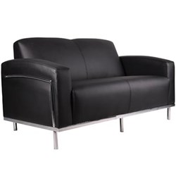  Sienna Lounge 2 Seater 1200W X 530D X 795mmH Chrome Frame Black PU Upholstery 