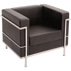  Rapidline Space Lounge Seat With Chrome Frame Black PU Upholstery 