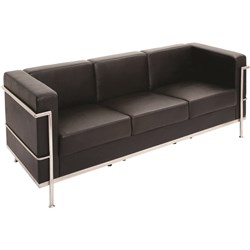  Rapidline Space Lounge Three Seater With Chrome Frame Black PU Upholstery 