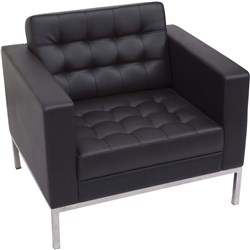  Rapidline Venus Single Seat Stainless Steel Frame Button Finish Black PU Upholstery 