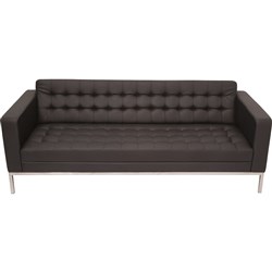 Rapidline Venus Triple Sofa Stainless Steel Frame Button Finish Black PU Upholstery 