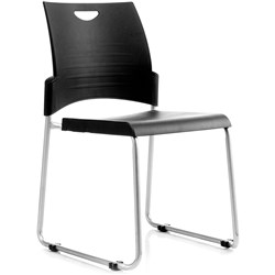  Buro Pronto Sled Base Stacker Chair Black Polypropylene Seat And Back 