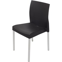  Rapidline Leo Breakout Room Chair Stackable Aluminium Legs Black Plastic Shell 