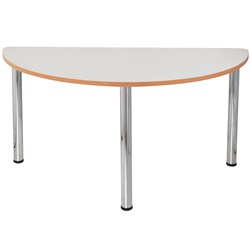  Sylex Quorum Geometry Meeting Table Half Round 1500W x 750D x 740mmH Chrome And Off White 