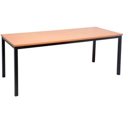  Rapidline Steel Frame Table 1800W x 900D x 730mmH Beech Top Black Frame 