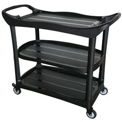  Cleanlink Utility Trolley 3-Tier Trolley Without Buckets Black 