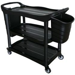  Cleanlink Utility Trolley 3-Tier Trolley With Two Buckets Black 