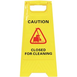  Cleanlink A-Frame Safety Sign Closed For Cleaning 320W x 310D x 650mmH Yellow 