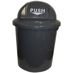  Cleanlink Circular Rubbish Bin With Bullet Lid 60 Litres Grey 