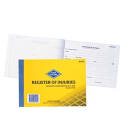  Zions Ri Reg Of Injuries Book A5 NSW Duplicate 25 Forms 0 