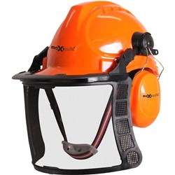  Maxisafe Forestry Kit With Helmet Metal Mesh Visor And Earmuffs Orange And Black 