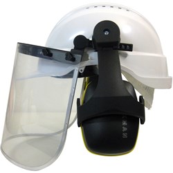  Maxisafe Helmet With Clear Visor And Earmuffs White 0 