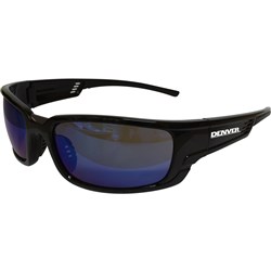  Maxisafe Denver Premium Safety Glasses Anti Fog Blue Mirror Lens Black Frame 