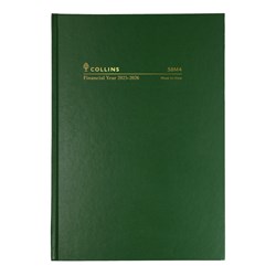 COLLINS 38M4 FINANCIAL YEAR DIARY A5 Week to Open 1Hr Green