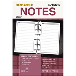 DEBDEN DAY PLANNER REFILLS Notes Pocket Edition