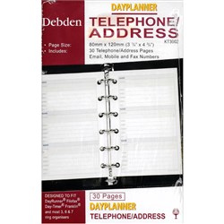  Debden Dayplanner Refill Telephone Address Directory 120x80mm Pocket Edition 