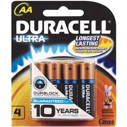  Duracell Ultra Alkaline Battery Size AA Pack Of 4 
