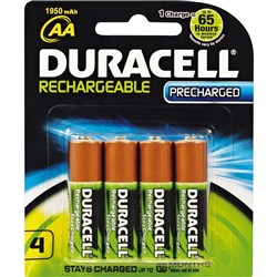  Duracell Rechargeable 2500mAH Battery Size AA Pack Of 4 