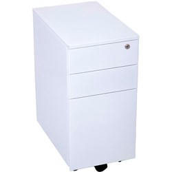  Rapidline Go Steel Slimline Mobile Pedestal 2 Drawer 1 File 300Wx472Dx610mmH White 