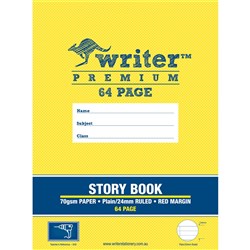  Writer Premium Story Book 330x240mm 64 Page Plain & 24mm Ruled W Margin 100gsm 