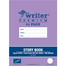  Writer Premium Story Book 330x240mm 64 Page Plain Dotted Thirds 18mm 100gsm 